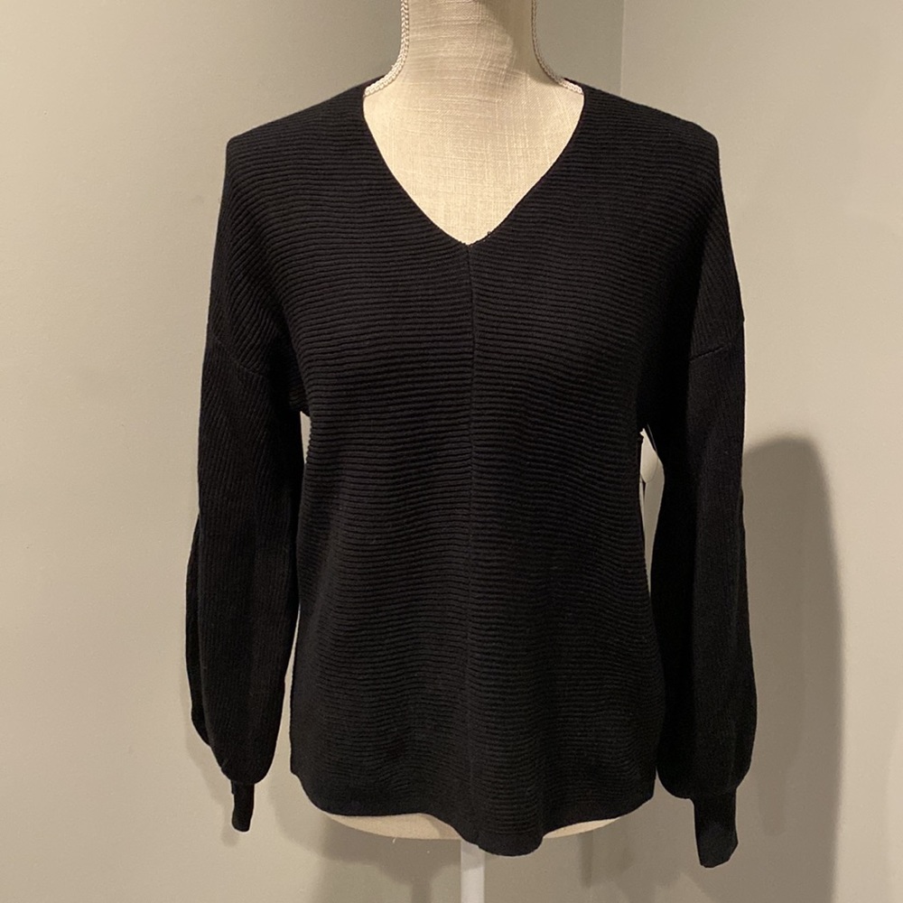 1. State Ribbed Balloon Sleeve Cotton Blend Sweater  Size: XS